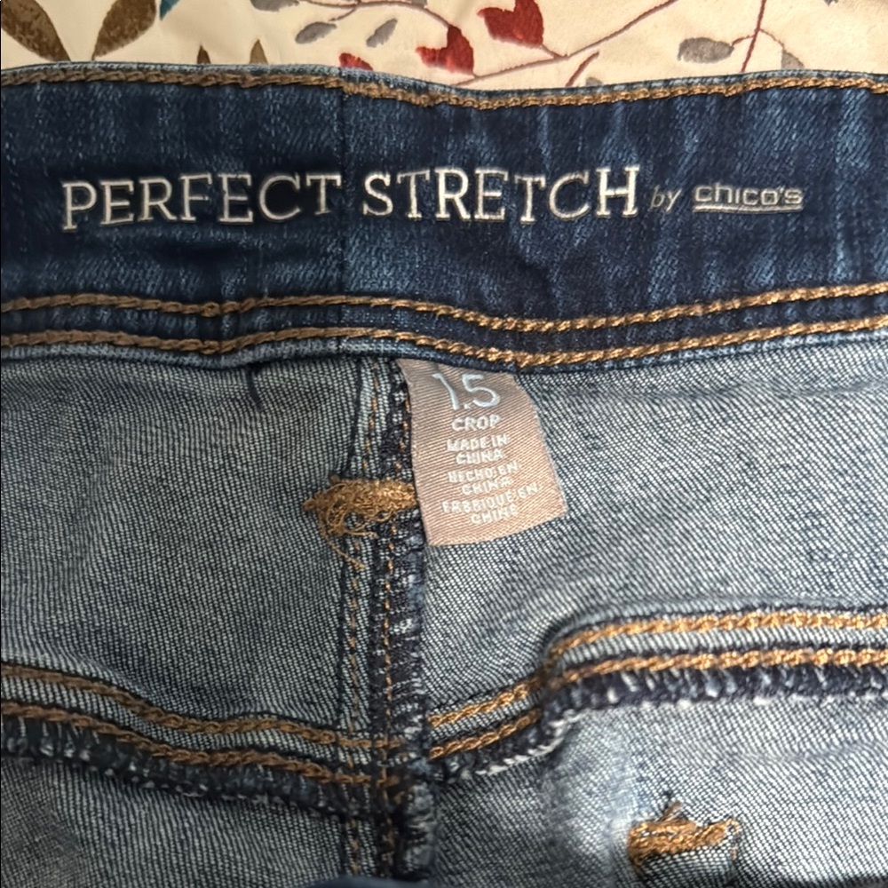 Chico's Blue Cropped Straight Leg Jeans with Classic Style - Picture 2 of 8